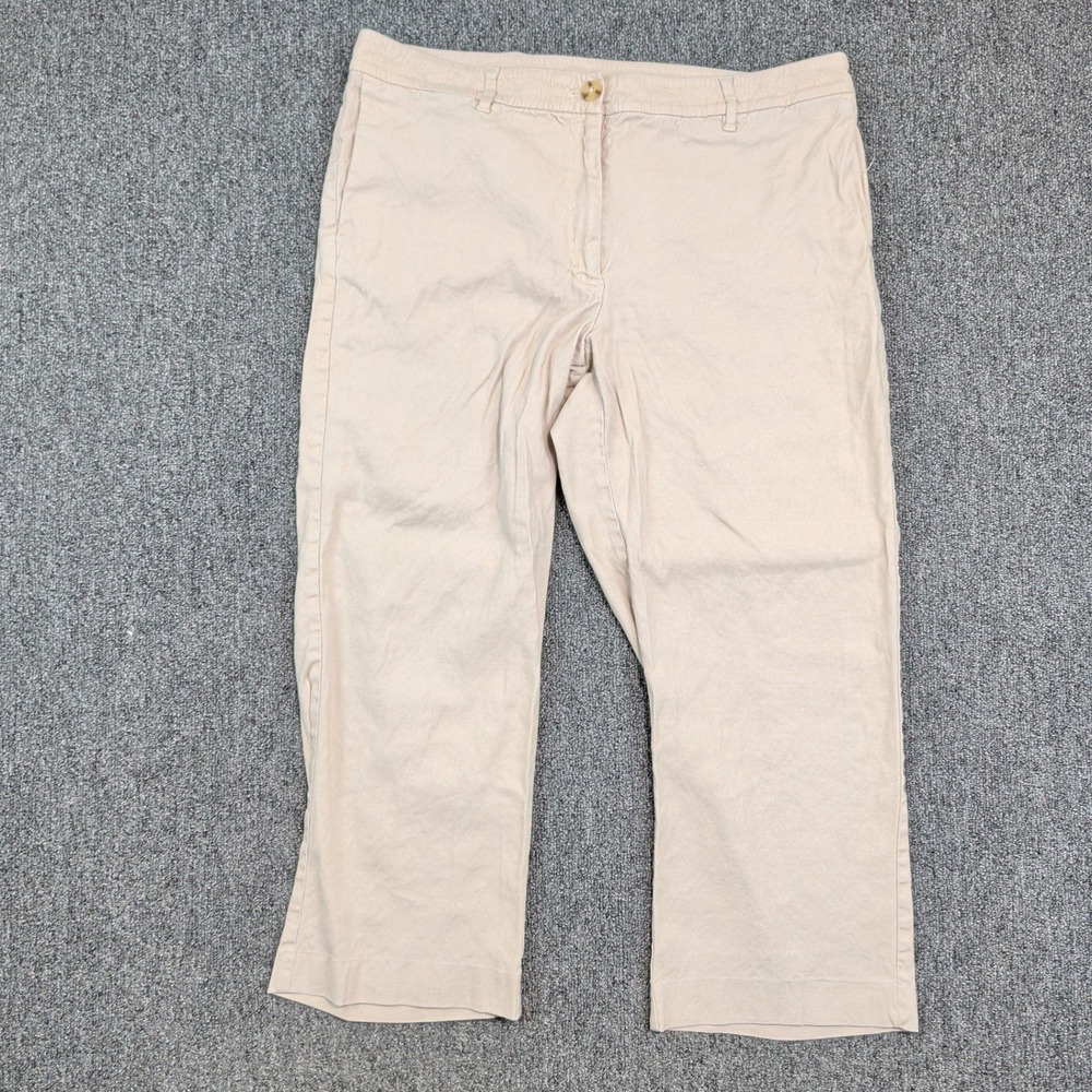 J. Jill‎ Modern Coastal Linen Stretch Pants 14 Beige Straight Leg WPT218711